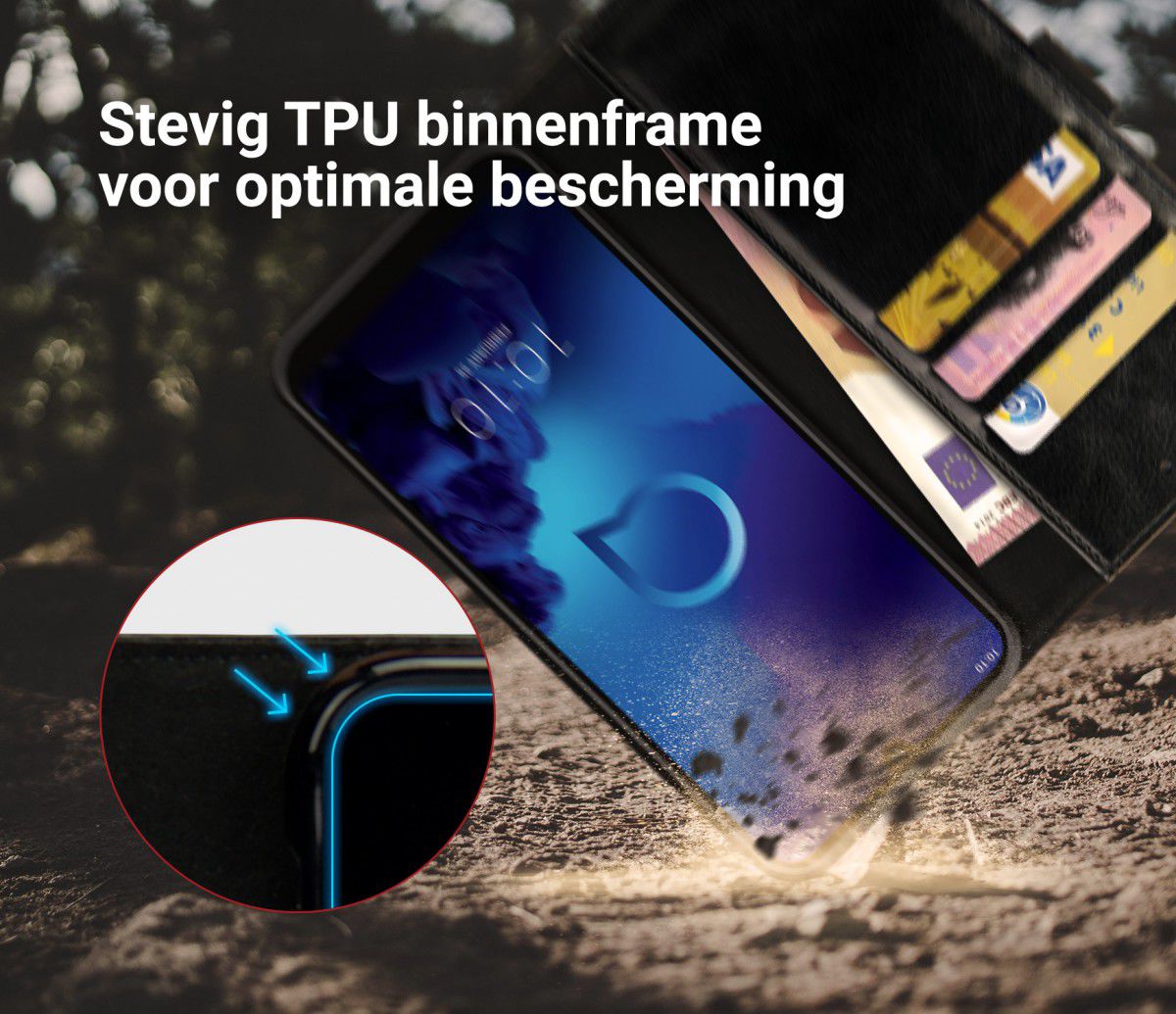 Rosso Element Alcatel 3 (2019) Hoesje Book Cover Zwart afbeelding 6