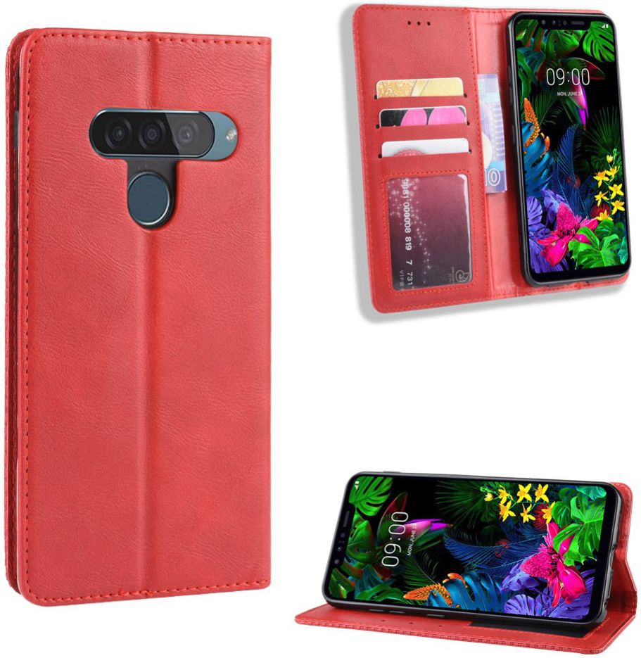 LG G8s Stijlvol Vintage Portemonnee Hoesje Rood afbeelding 3