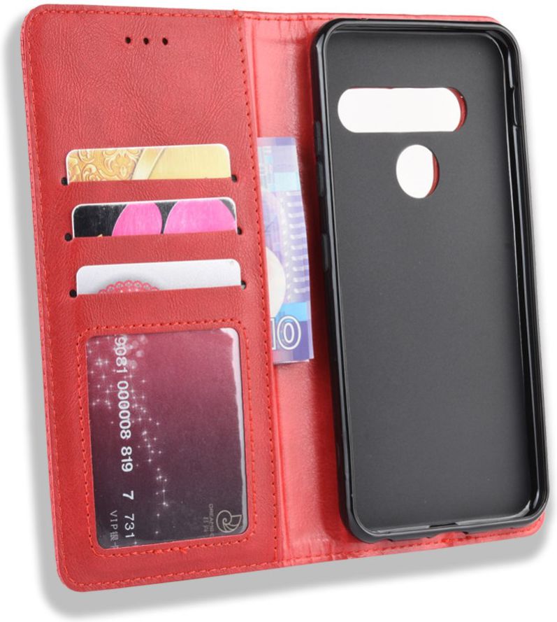 LG G8s Stijlvol Vintage Portemonnee Hoesje Rood afbeelding 4