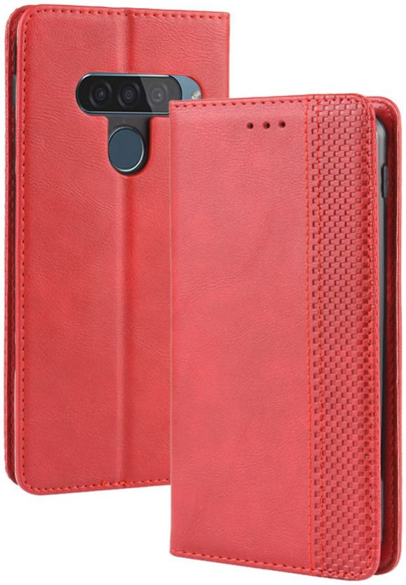 LG G8s Stijlvol Vintage Portemonnee Hoesje Rood afbeelding 7