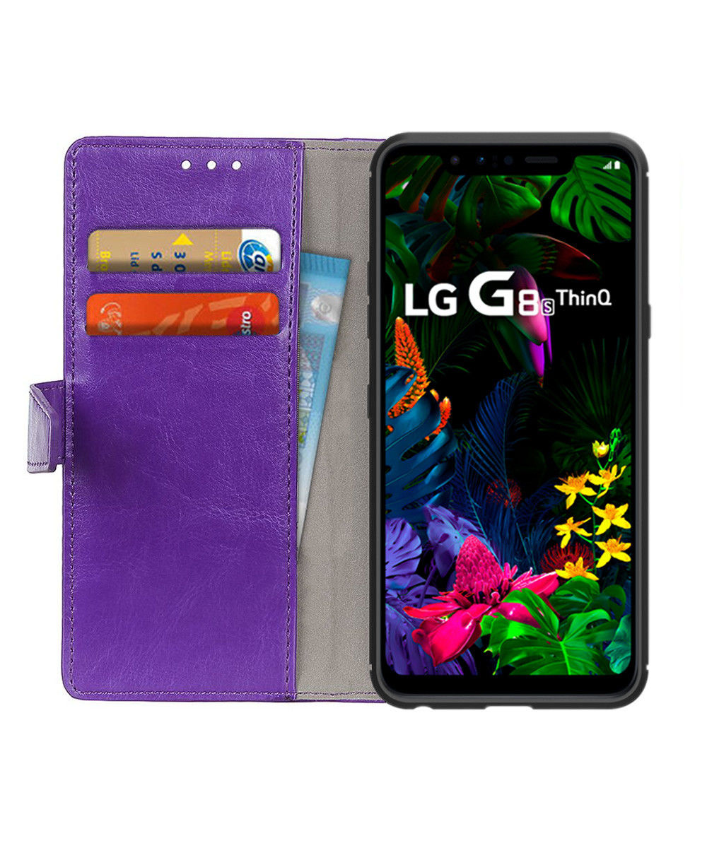 LG G8s Crazy Horse Leren Portemonnee Hoesje Paars afbeelding 1