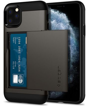 Spigen Slim Armor Card Slot Apple iPhone 11 Pro Max Gunmetal Hoesjes