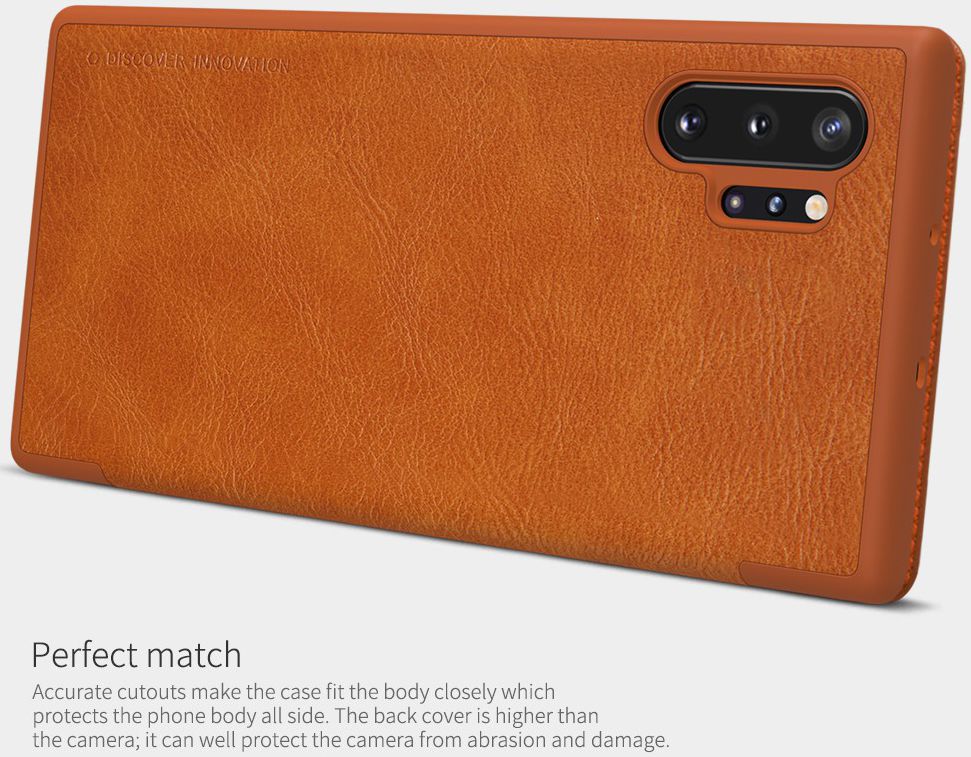 Nillkin Qin Series Flip Hoesje Samsung Galaxy Note 10 Plus Bruin afbeelding 9