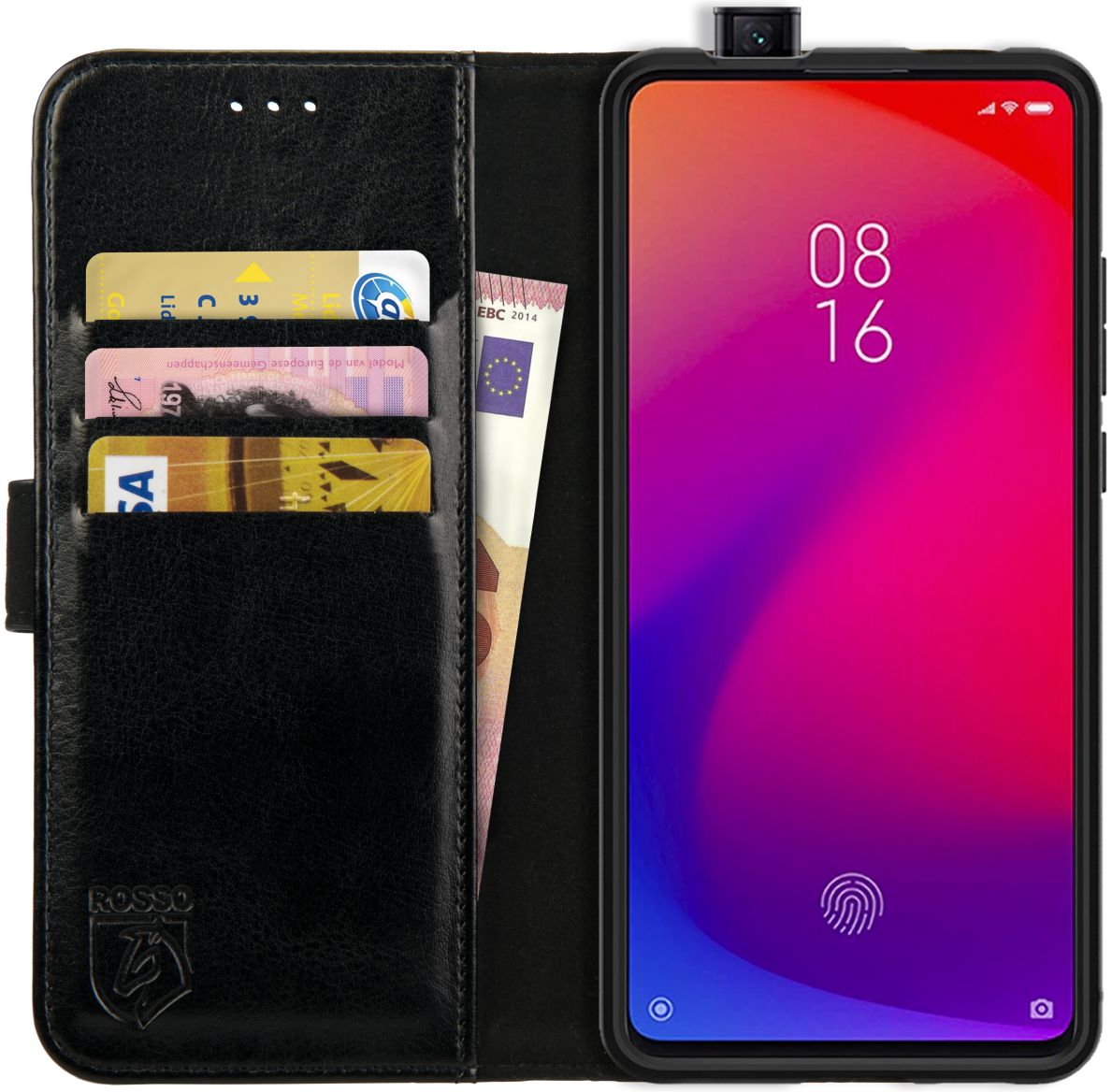 Rosso Element Xiaomi Mi 9T Hoesje Book Cover Zwart afbeelding 1