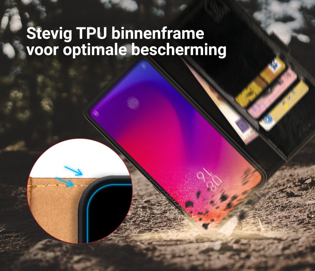 Rosso Element Xiaomi Mi 9T Hoesje Book Cover Zwart afbeelding 6