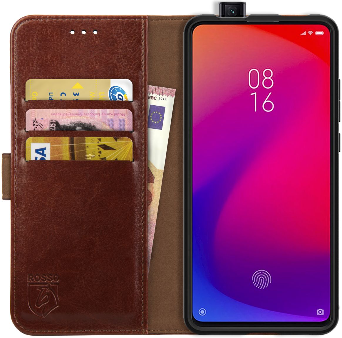 Rosso Element Xiaomi Mi 9T Hoesje Book Cover Bruin afbeelding 1