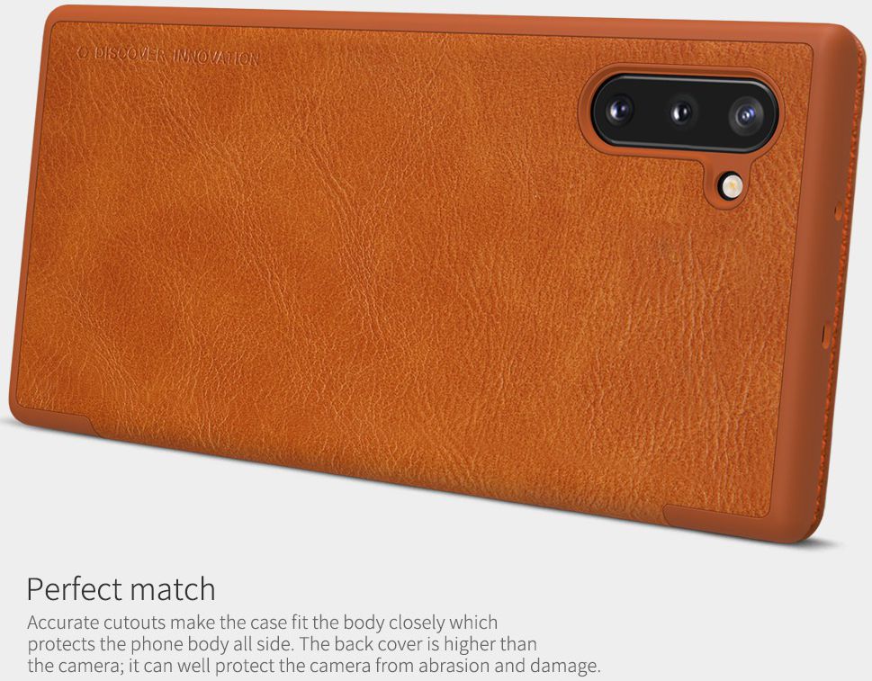 Nillkin Qin Series Flip Hoesje Samsung Galaxy Note 10 Bruin afbeelding 9