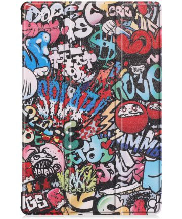 Samsung Galaxy Tab S6 Book Hoes met Print Cartoon Graffiti Hoesjes