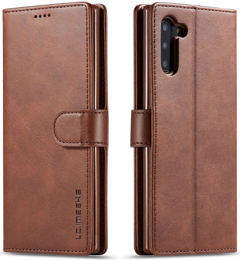 Samsung Galaxy Note 10 Leren Portemonnee Bookcase Hoesje Donker Bruin afbeelding 4