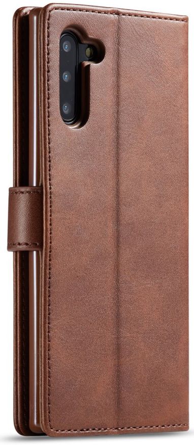 Samsung Galaxy Note 10 Leren Portemonnee Bookcase Hoesje Donker Bruin afbeelding 1
