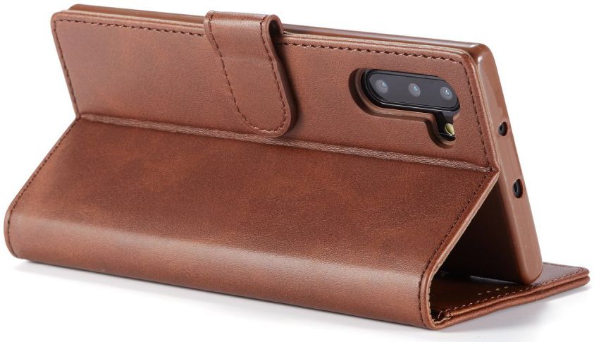 Samsung Galaxy Note 10 Leren Portemonnee Bookcase Hoesje Donker Bruin afbeelding 8
