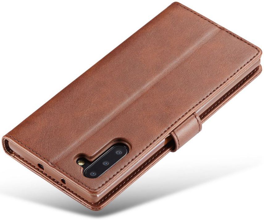Samsung Galaxy Note 10 Leren Portemonnee Bookcase Hoesje Donker Bruin afbeelding 9