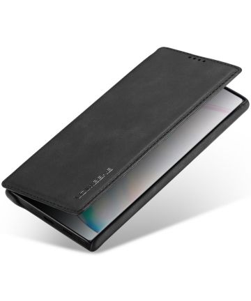 Samsung Galaxy Note 10 Retro Portemonnee Bookcase Hoesje Zwart Hoesjes