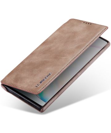 Samsung Galaxy Note 10 Retro Portemonnee Bookcase Hoesje Bruin Hoesjes