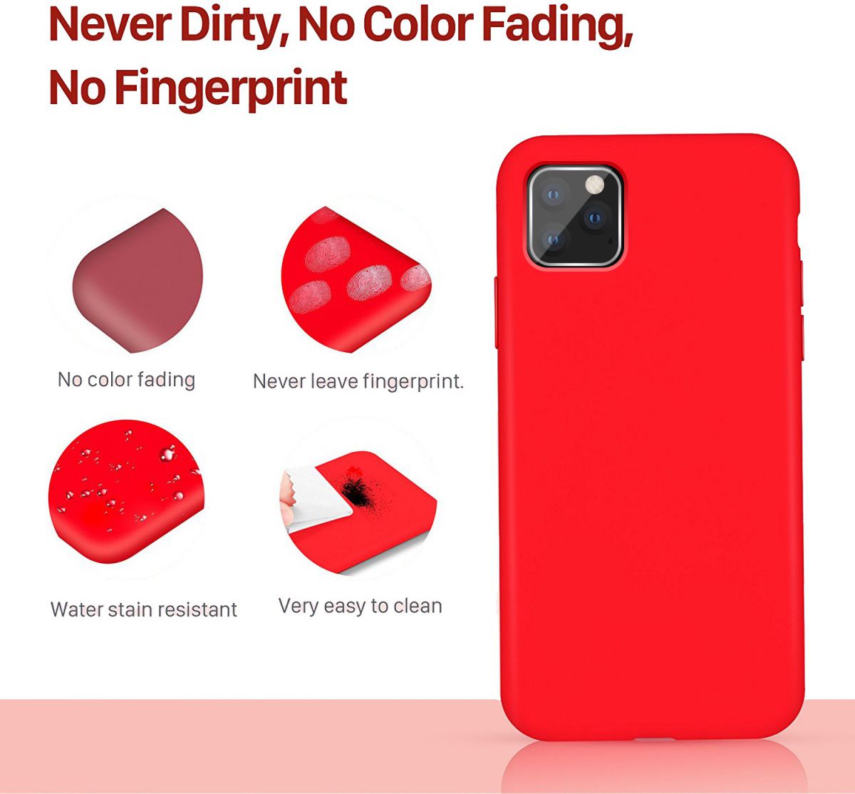 Apple iPhone 11 Pro Full Covered Siliconen Hoesje Rood afbeelding 5
