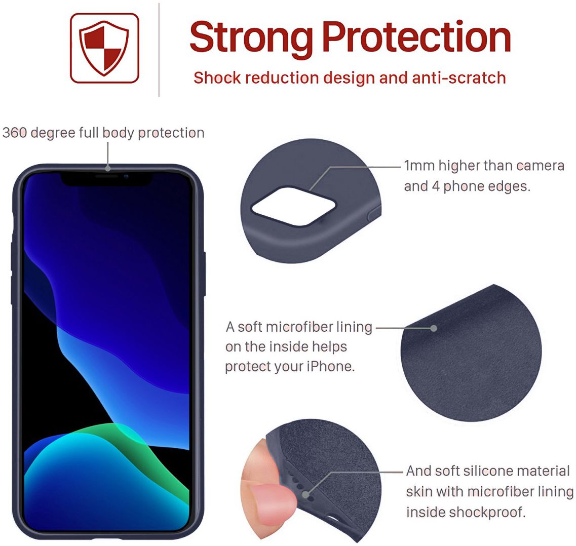 Apple iPhone 11 Pro Full Covered Siliconen Hoesje Donkerblauw afbeelding 4