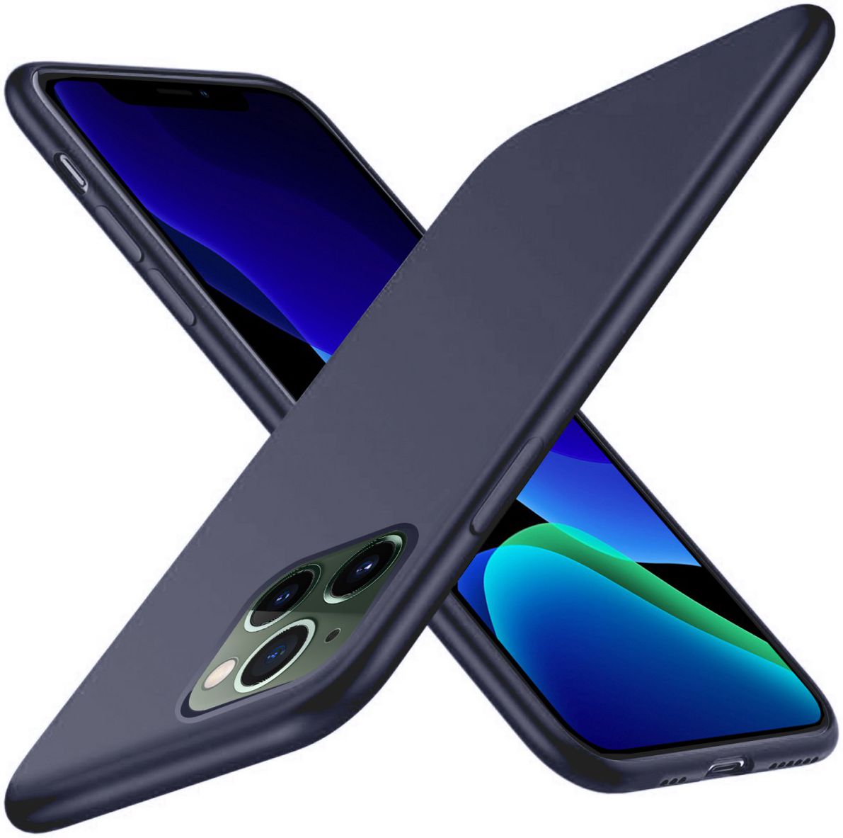 Apple iPhone 11 Pro Full Covered Siliconen Hoesje Donkerblauw afbeelding 2