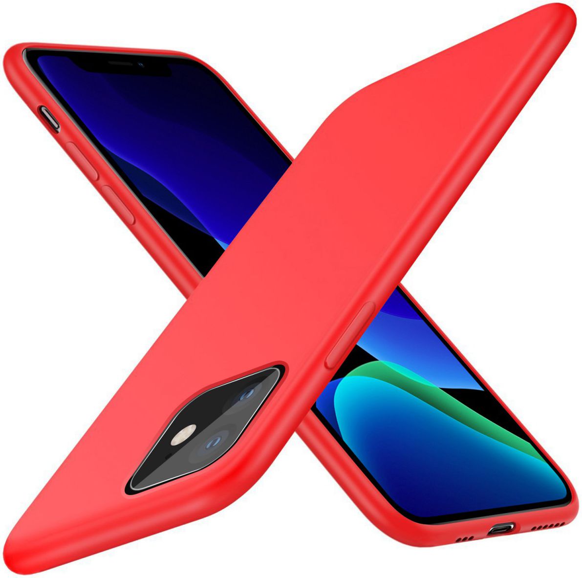 Apple iPhone 11 Hoesje Full Covered Siliconen Rood afbeelding 2