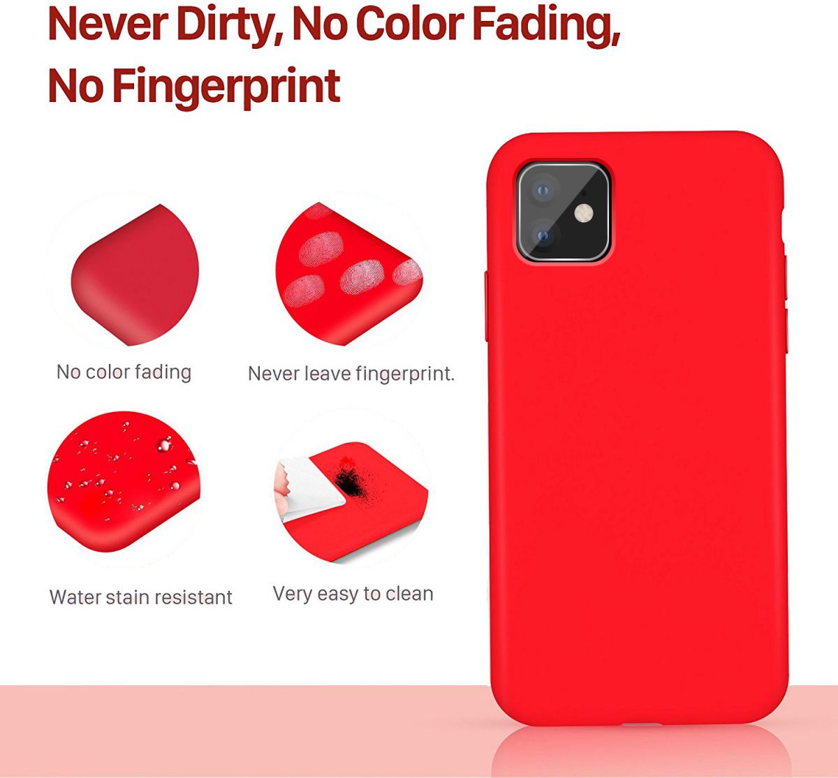 Apple iPhone 11 Hoesje Full Covered Siliconen Rood afbeelding 4