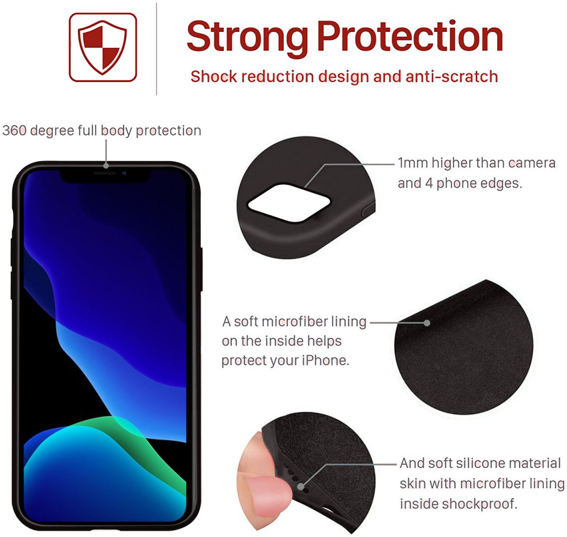 Apple iPhone 11 Pro Max Full Covered Siliconen Hoesje Zwart afbeelding 6