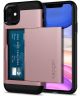 Spigen Slim Armor Card Holder Case Apple iPhone 11 Hoesje Roze Goud