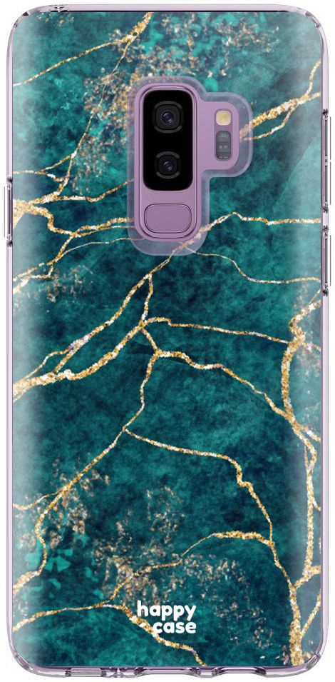 HappyCase Samsung Galaxy S9 Plus Flexibel TPU Hoesje Aqua Marmer Print afbeelding 1