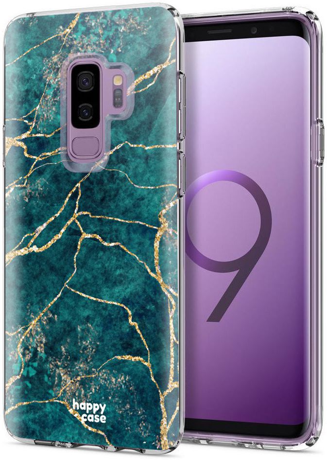 HappyCase Samsung Galaxy S9 Plus Flexibel TPU Hoesje Aqua Marmer Print afbeelding 2