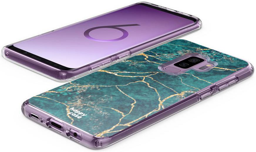 HappyCase Samsung Galaxy S9 Plus Flexibel TPU Hoesje Aqua Marmer Print afbeelding 6