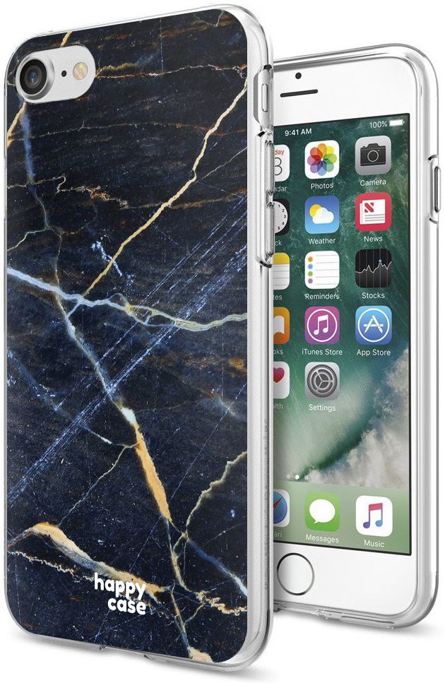 HappyCase Apple iPhone 8 Flexibel TPU Hoesje Donker Marmer Print afbeelding 2