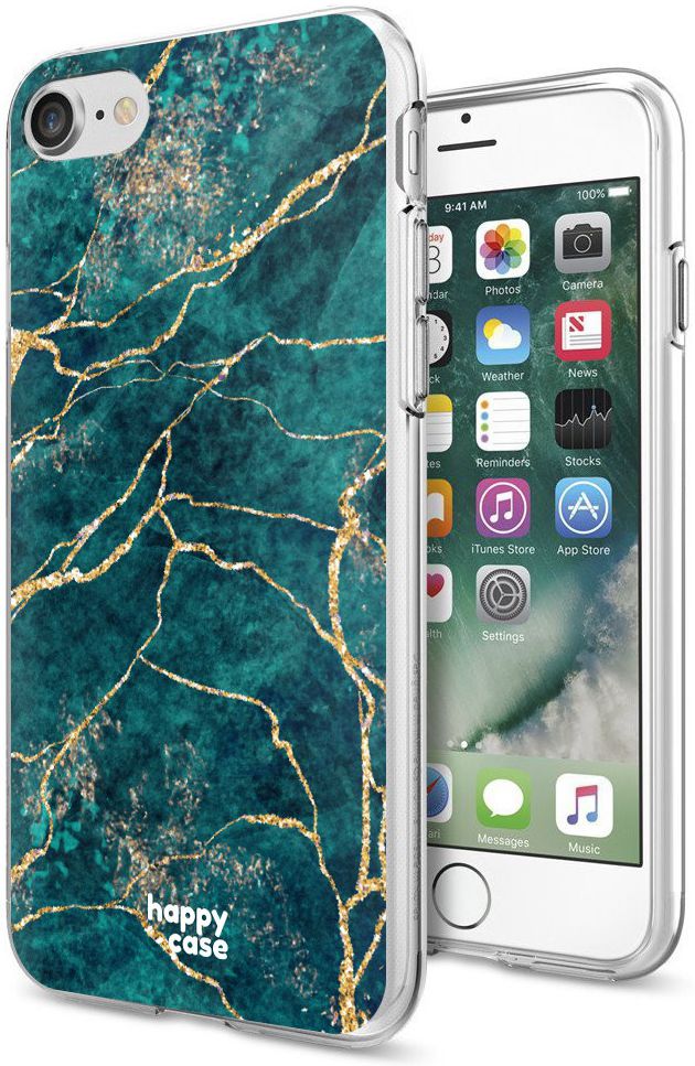HappyCase Apple iPhone 8 Flexibel TPU Hoesje Aqua Marmer Print afbeelding 2