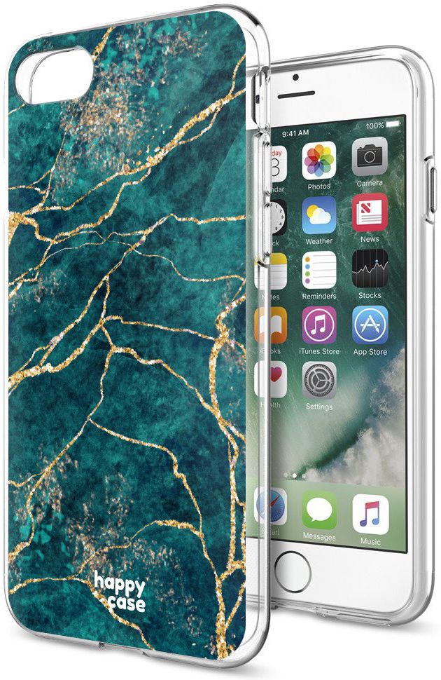 HappyCase Apple iPhone 8 Flexibel TPU Hoesje Aqua Marmer Print afbeelding 4