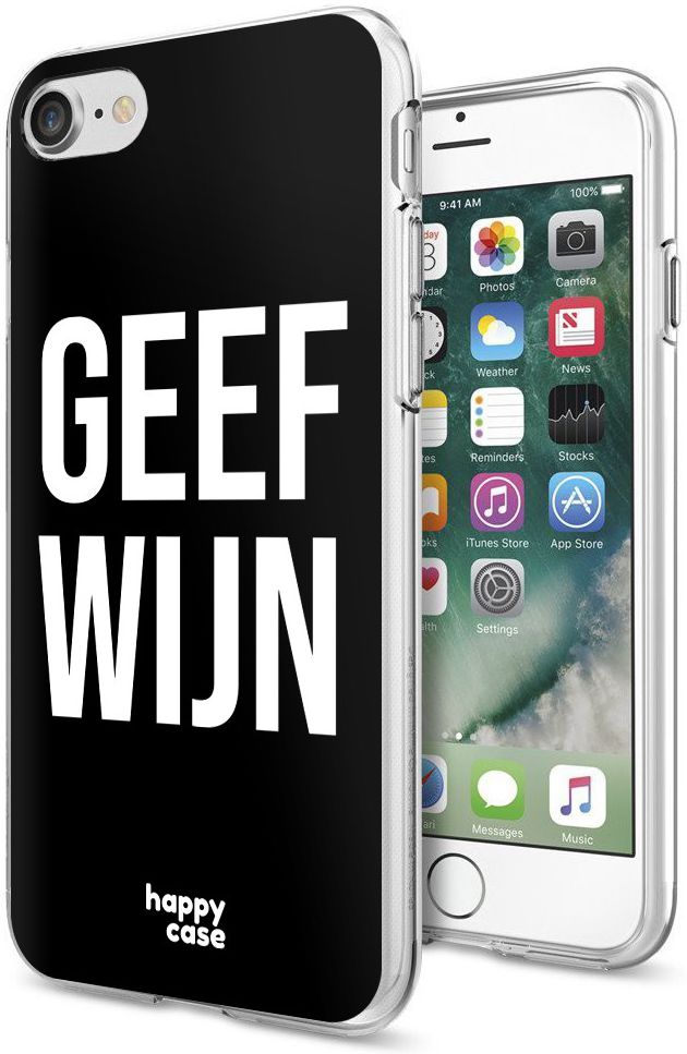 HappyCase Apple iPhone 8 Flexibel TPU Hoesje Geef Wijn Print afbeelding 2