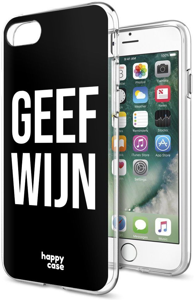 HappyCase Apple iPhone 8 Flexibel TPU Hoesje Geef Wijn Print afbeelding 5