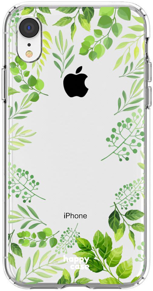 HappyCase Apple iPhone XR Hoesje Flexibel TPU Leaves Print afbeelding 1