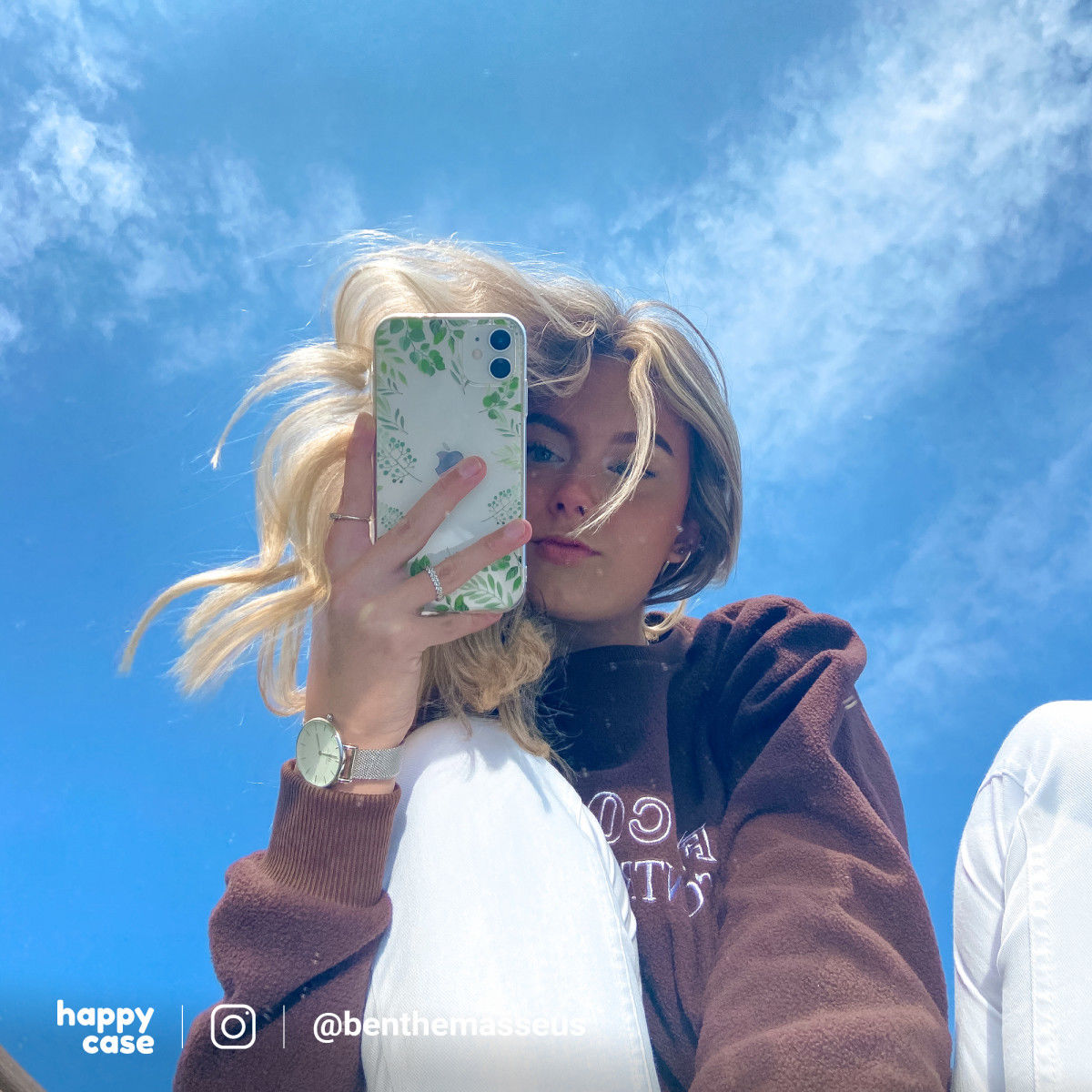 HappyCase Apple iPhone XR Hoesje Flexibel TPU Leaves Print afbeelding 4