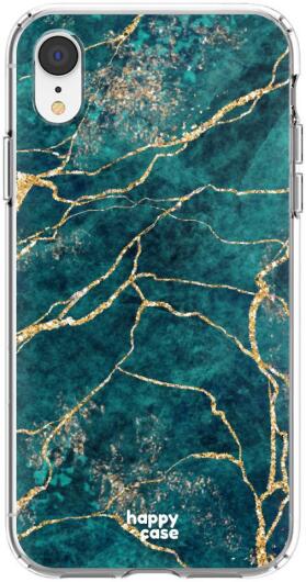 HappyCase Apple iPhone XR Hoesje Flexibel TPU Aqua Marmer Print afbeelding 1