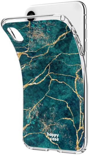 HappyCase Apple iPhone XR Hoesje Flexibel TPU Aqua Marmer Print afbeelding 5