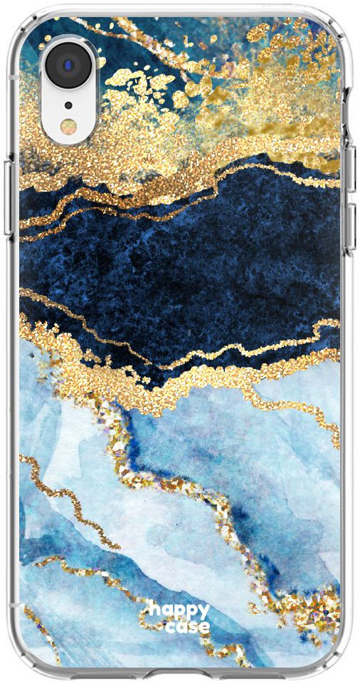 HappyCase Apple iPhone XR Hoesje Flexibel TPU Blauw Marmer Print afbeelding 1