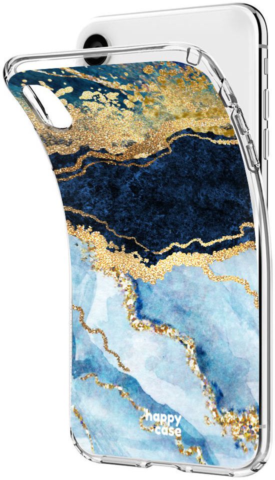 HappyCase Apple iPhone XR Hoesje Flexibel TPU Blauw Marmer Print afbeelding 6