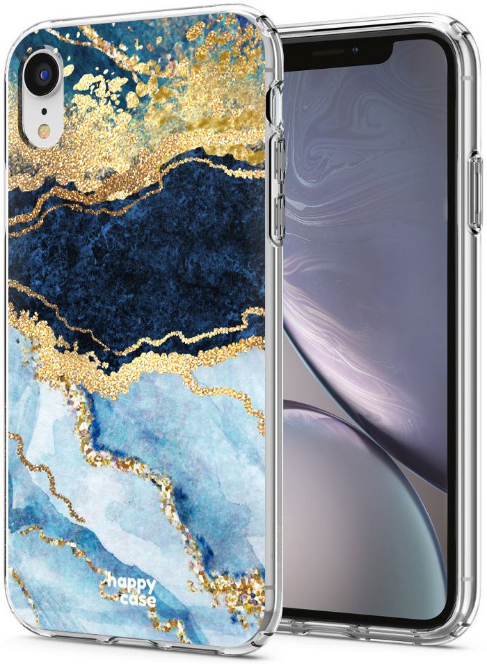 HappyCase Apple iPhone XR Hoesje Flexibel TPU Blauw Marmer Print afbeelding 2