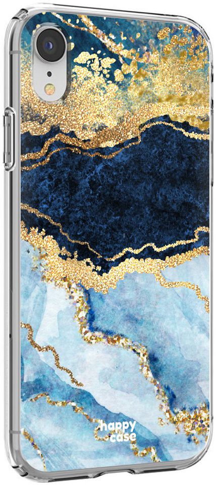 HappyCase Apple iPhone XR Hoesje Flexibel TPU Blauw Marmer Print afbeelding 7