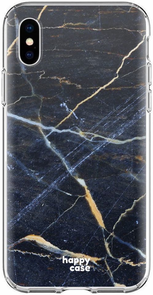 HappyCase Apple iPhone XS Flexibel TPU Hoesje Donker Marmer Print afbeelding 1