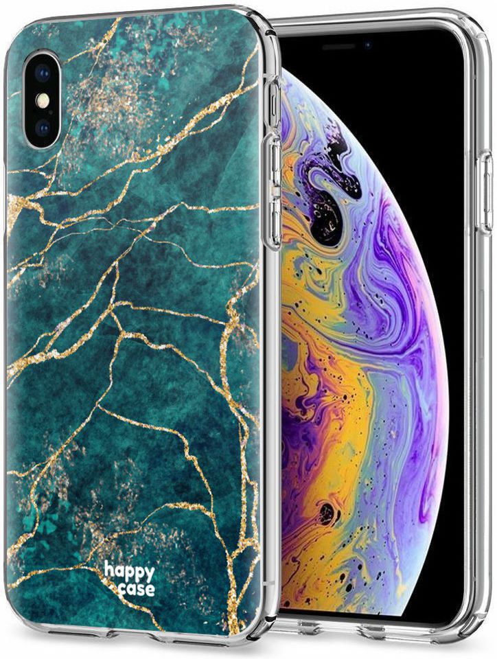 HappyCase Apple iPhone XS Flexibel TPU Hoesje Aqua Marmer Print afbeelding 2