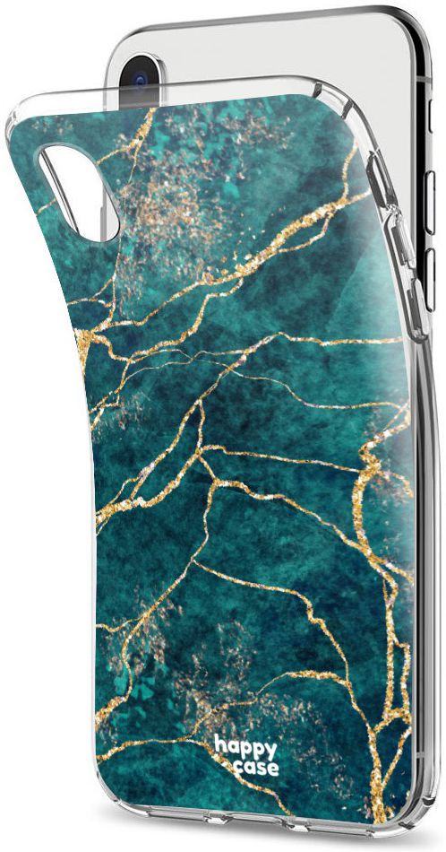 HappyCase Apple iPhone XS Flexibel TPU Hoesje Aqua Marmer Print afbeelding 4