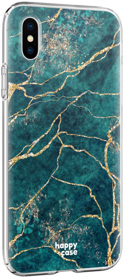 HappyCase Apple iPhone XS Flexibel TPU Hoesje Aqua Marmer Print afbeelding 5