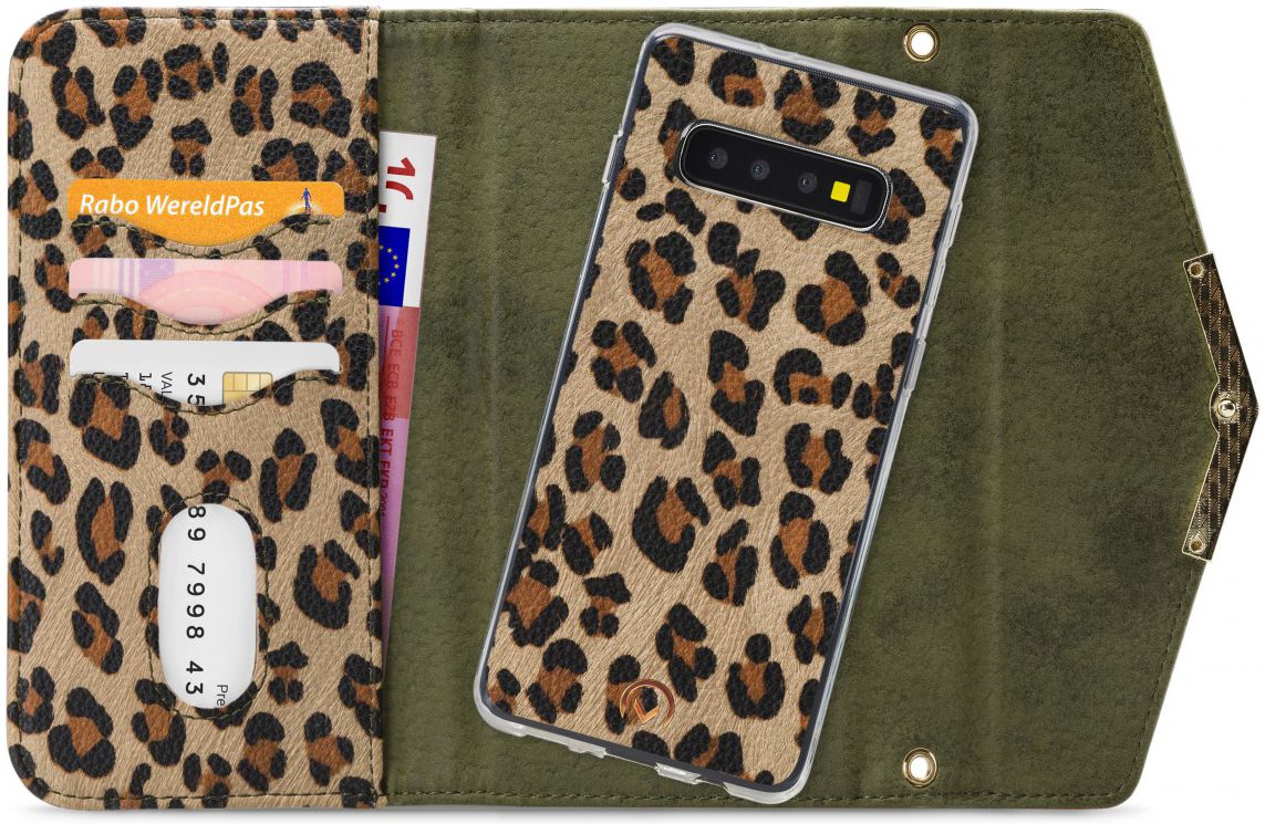Mobilize Velvet Clutch Samsung Galaxy S10 Hoesje Green Leopard afbeelding 1