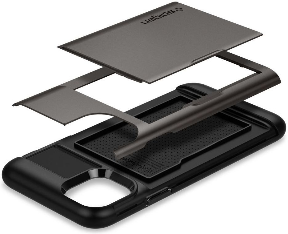 Spigen Slim Armor Card Holder Case Apple iPhone 11 Pro Hoesje Gunmetal afbeelding 3