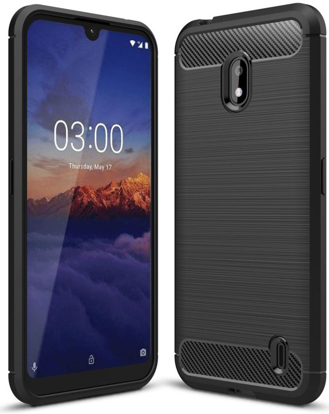 Nokia 2.2 Geborsteld TPU Hoesje Zwart afbeelding 1