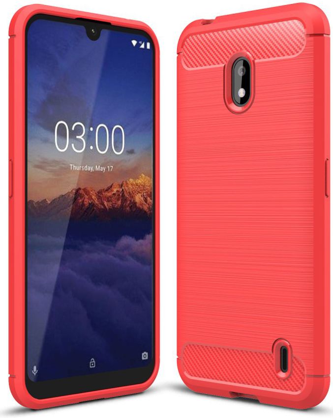 Nokia 2.2 Geborsteld TPU Hoesje Rood afbeelding 1