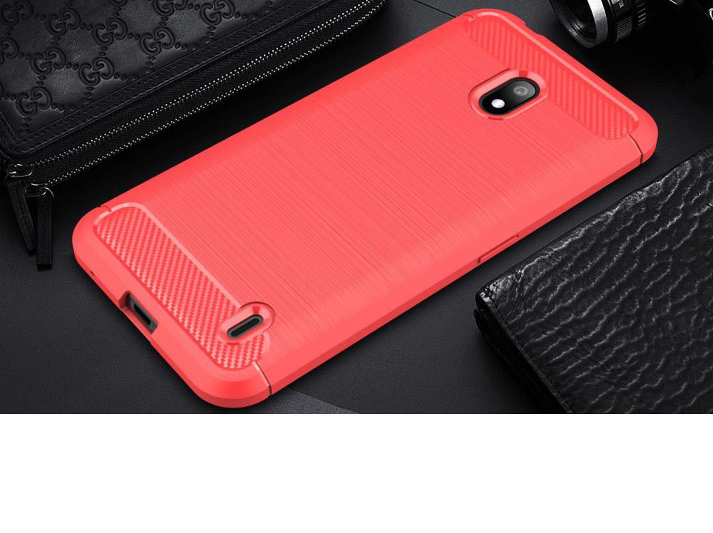 Nokia 2.2 Geborsteld TPU Hoesje Rood afbeelding 2